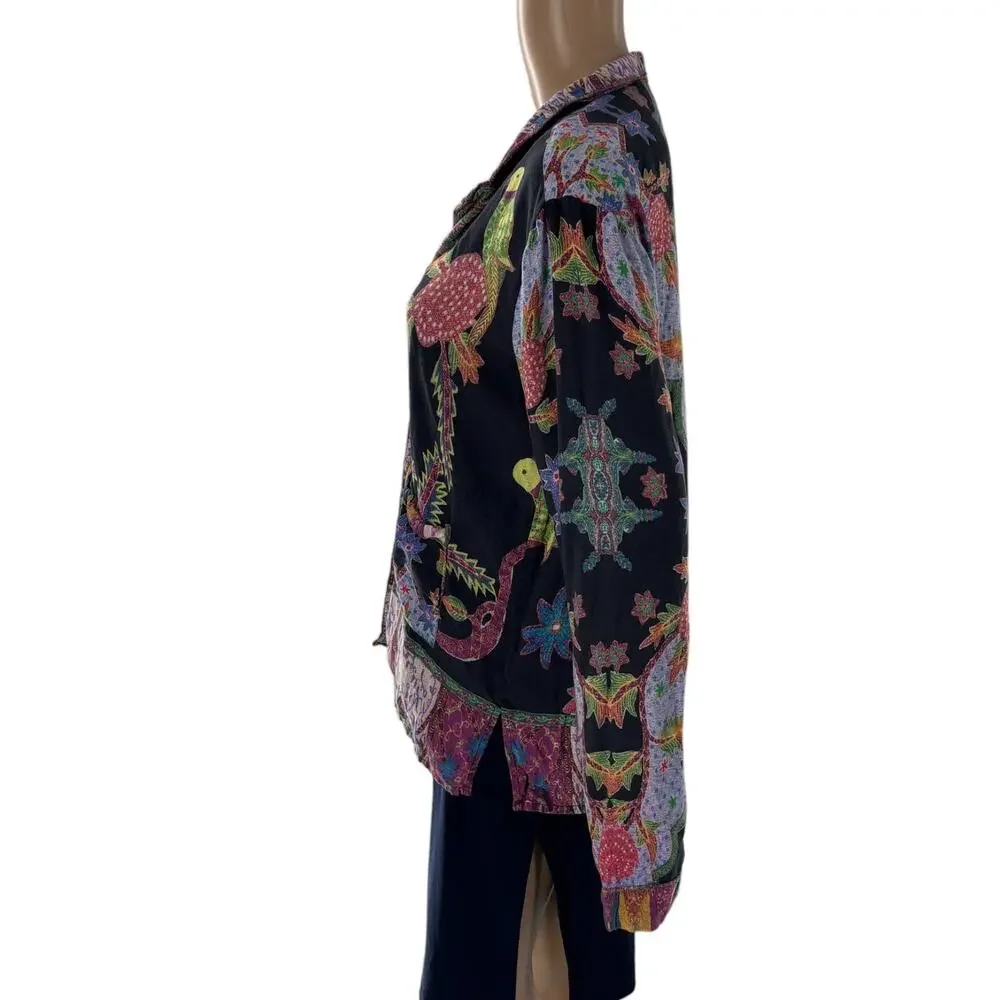Cleobella Onyx Tropical Button Down Long Sleeve Pajama Top